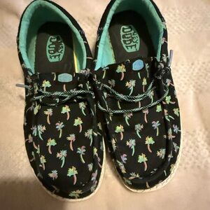 Hey Dude Kids' Black Moccasins with Colorful Palm Trees